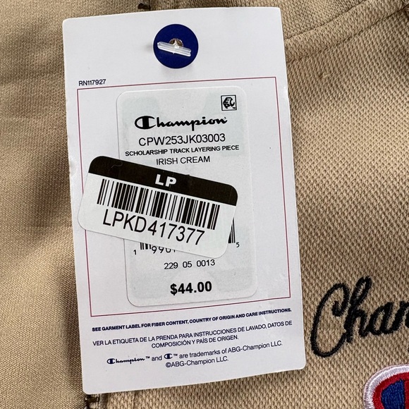 NWT Champion Women’s Track Jacket - Tan Pique Zip Up - Size Medium - Picture 3 of 6